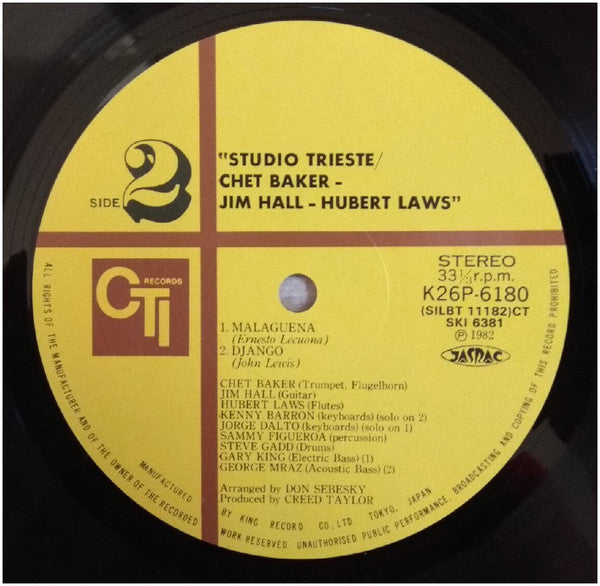 Chet Baker - Studio Trieste (Vinyl, LP, Album)