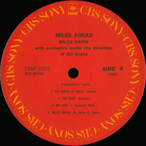 Miles Davis + 19 - Miles Ahead (Vinyl, LP, Album, Mono, Reissue)