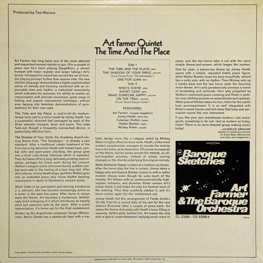 Art Farmer Quintet - The Time And The Place (Vinyl, LP, Album, Reissue) Near Mint (NM or M-) / Very Good Plus (VG+)