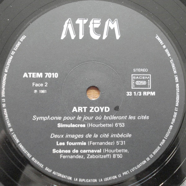 Art Zoyd - Symphonie Pour Le Jour Où Brûleront Les Cités (Vinyl, LP, Album, Stereo) Very Good (VG) / Near Mint (NM or M-)