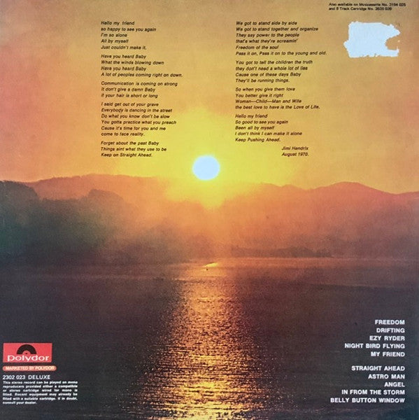 Jimi Hendrix - The Cry Of Love (Vinyl, LP, Album, Reissue) Very Good Plus (VG+) / Very Good (VG)