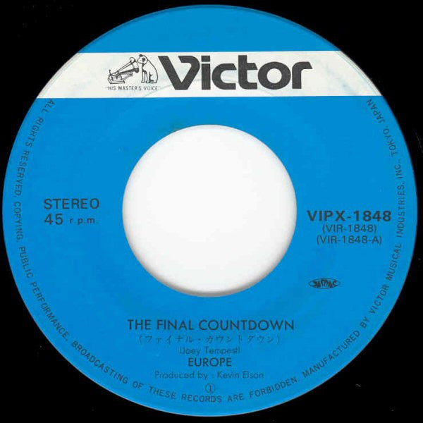 Europe (2) - The Final Countdown (Vinyl, 7", 45 RPM, Single) Very Good (VG) / Very Good Plus (VG+)
