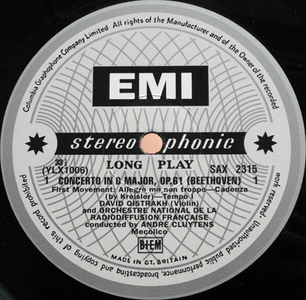 Ludwig Van Beethoven - Violinkonzert D-Dur Op. 61 (Vinyl, LP, Album, Stereo, Reissue) Near Mint (NM or M-) / Very Good Plus (VG+)