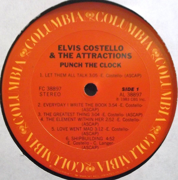 Elvis Costello & The Attractions - Punch The Clock (Vinyl, LP, Album, Stereo) Very Good (VG) / Good Plus (G+)