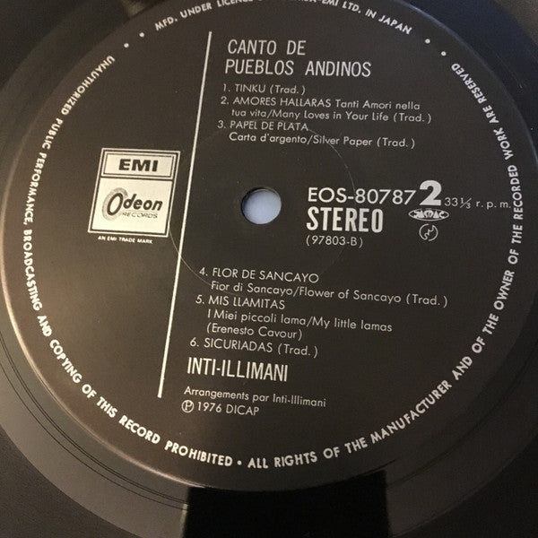Inti Illimani - Canto De Pueblos Andinos (Vinyl, LP, Album, Stereo) Near Mint (NM or M-) / Very Good Plus (VG+)