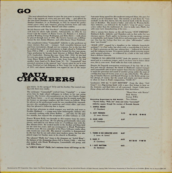Paul Chambers (3) - Go (Vinyl, LP, Album, Reissue, Stereo) Very Good (VG) / Very Good (VG)