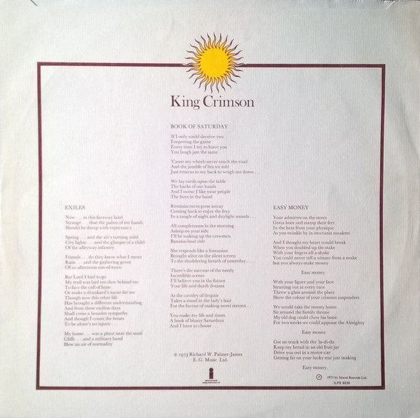 King Crimson - Larks' Tongues In Aspic (Vinyl, LP, Album) Very Good Plus (VG+) / Very Good Plus (VG+)