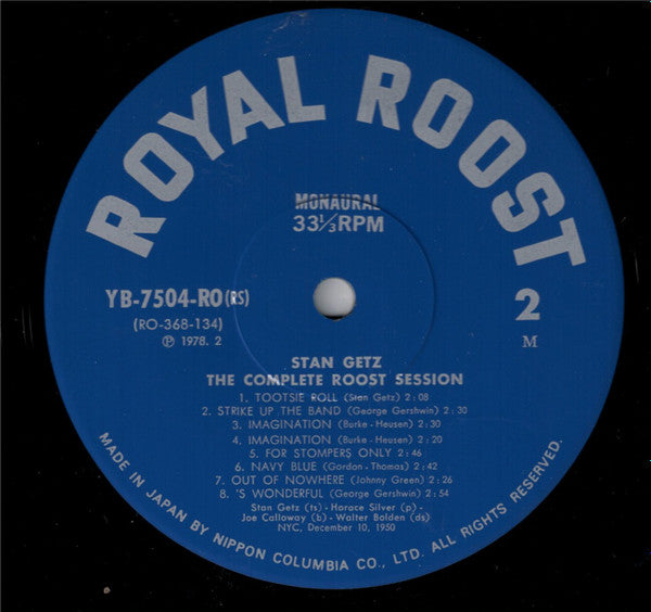 Stan Getz - The Complete Roost Session - Split Kick (2xVinyl, LP, Compilation, Mono) Very Good Plus (VG+) / Very Good (VG)