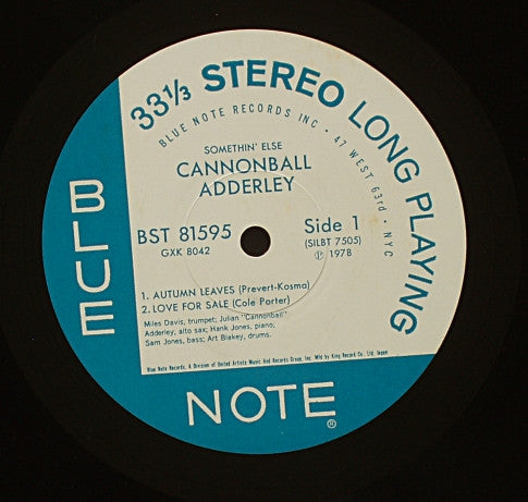 Cannonball Adderley - Somethin' Else (Vinyl, LP, Album, Stereo, Reissue) Near Mint (NM or M-) / Very Good Plus (VG+)