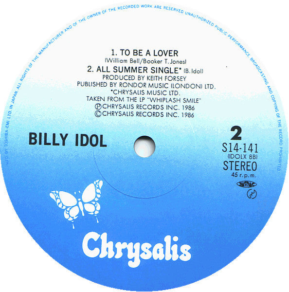 Billy Idol - To Be A Lover (Vinyl, 12", 45 RPM) Near Mint (NM or M-) / Very Good Plus (VG+)