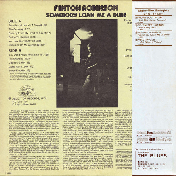 Fenton Robinson - Somebody Loan Me A Dime (Vinyl, LP, Album, Reissue, Stereo) Very Good (VG) / Good Plus (G+)