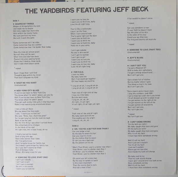 The Yardbirds - London 1964-1965 New York, Memphis, Chicago 1965 London 1966 (Vinyl, LP, Compilation) Very Good Plus (VG+) / Very Good (VG)