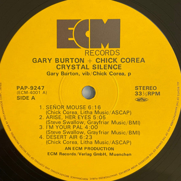 Gary Burton / Chick Corea - Crystal Silence (Vinyl, LP, Album, Reissue) Very Good Plus (VG+) / Very Good Plus (VG+)