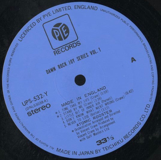 Atomic Rooster - Made In England (Vinyl, LP, Album) Very Good Plus (VG+) / Good Plus (G+)