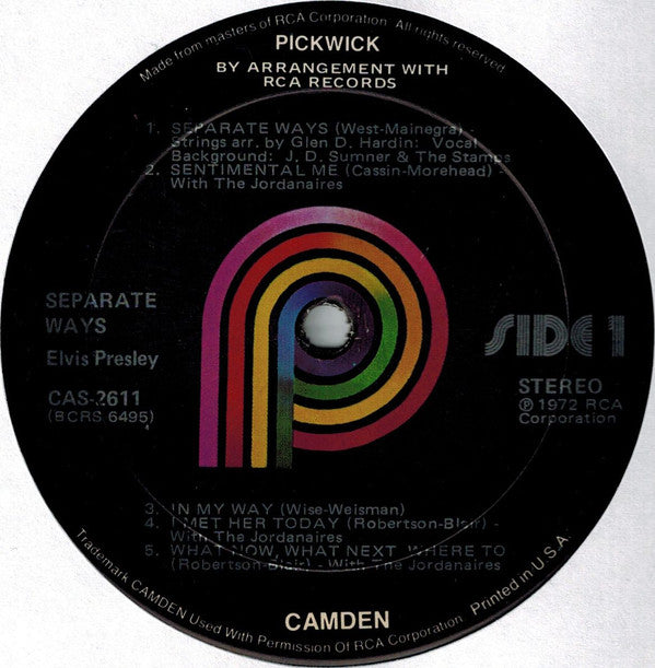 Elvis Presley - Separate Ways (Vinyl, LP, Compilation, Reissue) Good Plus (G+) / Very Good (VG)