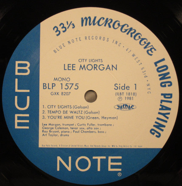 Lee Morgan - City Lights (Vinyl, LP, Album, Mono, Reissue) Very Good Plus (VG+) / Very Good (VG)
