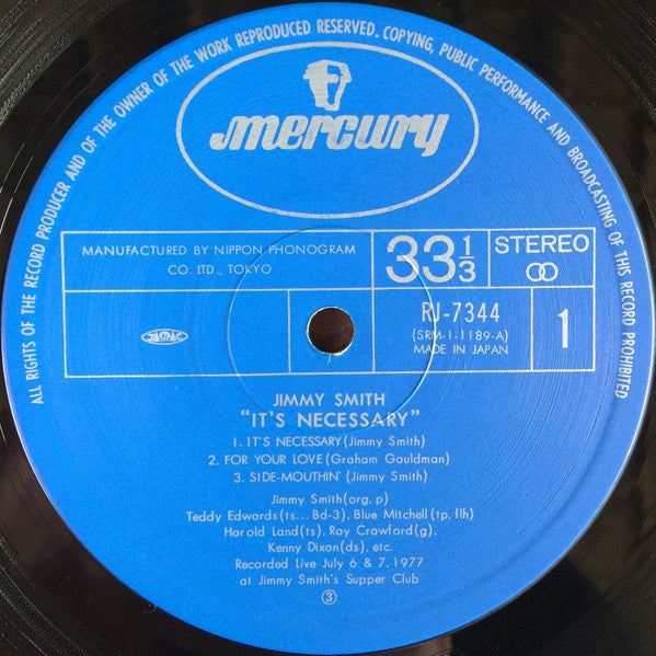 Jimmy Smith - It's Necessary (Vinyl, LP, Album) Very Good (VG) / Very Good (VG)