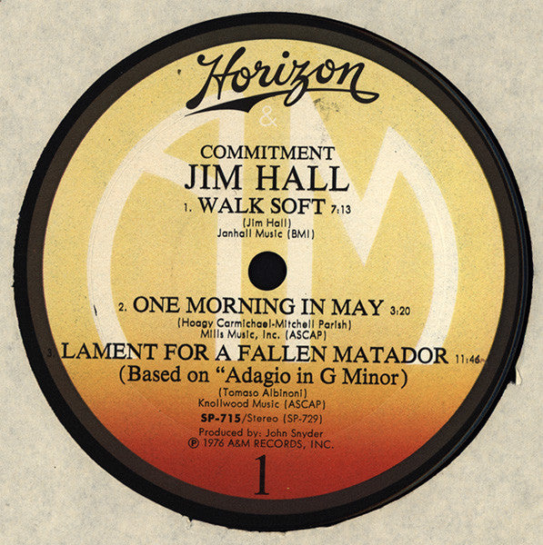 Jim Hall - Commitment (Vinyl, LP, Album, Stereo) Very Good Plus (VG+) / Fair (F)