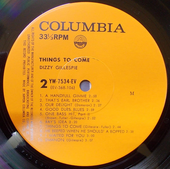 Dizzy Gillespie - Things To Come (Vinyl, LP, Mono) Very Good Plus (VG+) / Very Good (VG)
