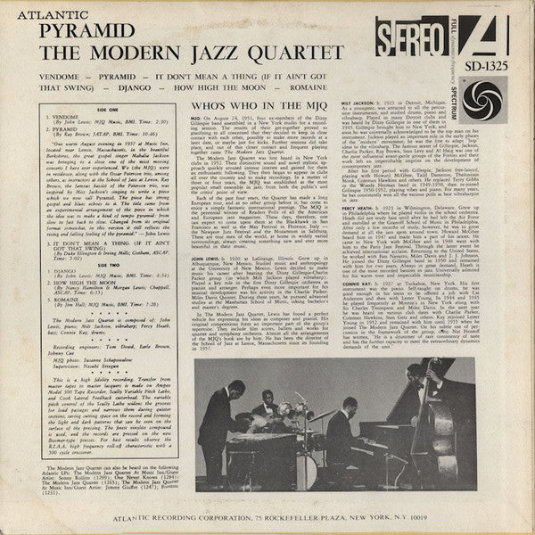 The Modern Jazz Quartet - Pyramid (Vinyl, LP, Album, Reissue, Stereo)