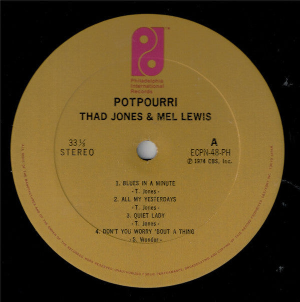 Thad Jones & Mel Lewis - Potpourri (Vinyl, LP, Album, Reissue) Very Good (VG) / Very Good (VG)