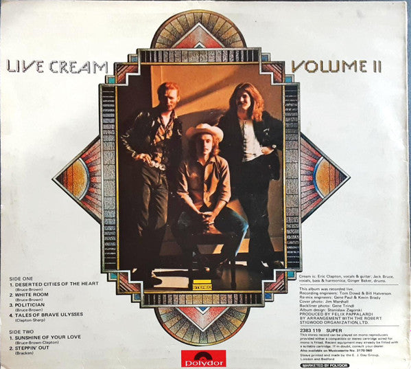 Cream (2) - Live Cream Volume II (Vinyl, LP, Album, Stereo) Good Plus (G+) / Good Plus (G+)