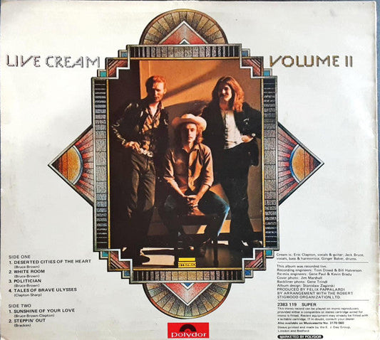 Cream (2) - Live Cream Volume II (Vinyl, LP, Album, Stereo) Good Plus (G+) / Good Plus (G+)