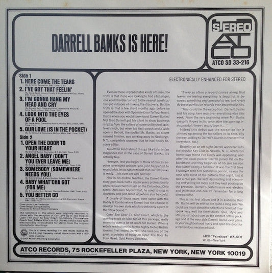 Darrell Banks - Darrell Banks Is Here! (Vinyl, LP, Album, Reissue, Stereo) Very Good (VG) / Very Good (VG)