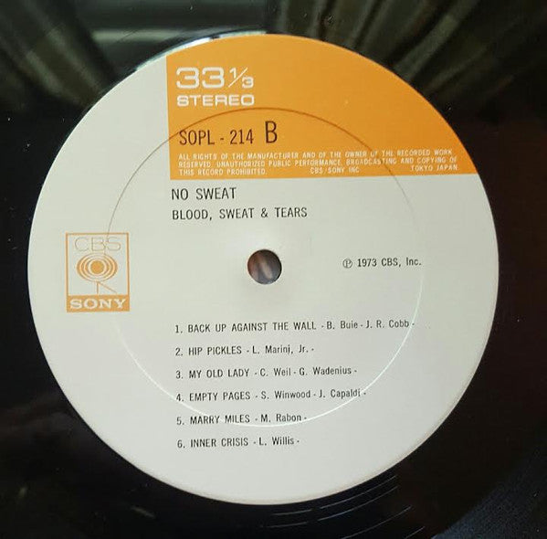 Blood, Sweat And Tears - No Sweat (Vinyl, LP, Album) Very Good (VG) / Good Plus (G+)