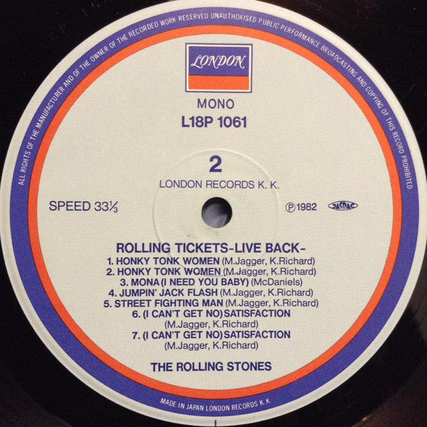 The Rolling Stones - Rolling Tickets - Live Back (Vinyl, LP, Mono, Compilation) Very Good Plus (VG+) / Very Good Plus (VG+)