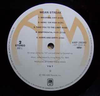 Y & T - Mean Streak (Vinyl, LP, Album, Stereo)