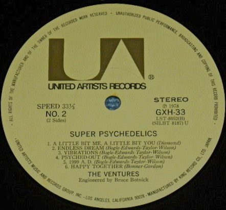 The Ventures - Super Psychedelics (Vinyl, LP, Album, Reissue, Stereo) Very Good Plus (VG+) / Very Good (VG)
