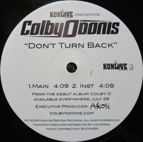 Colby O'Donis - Don't Turn Back (Vinyl, 12", 33 ⅓ RPM) Mint (M) / Mint (M)