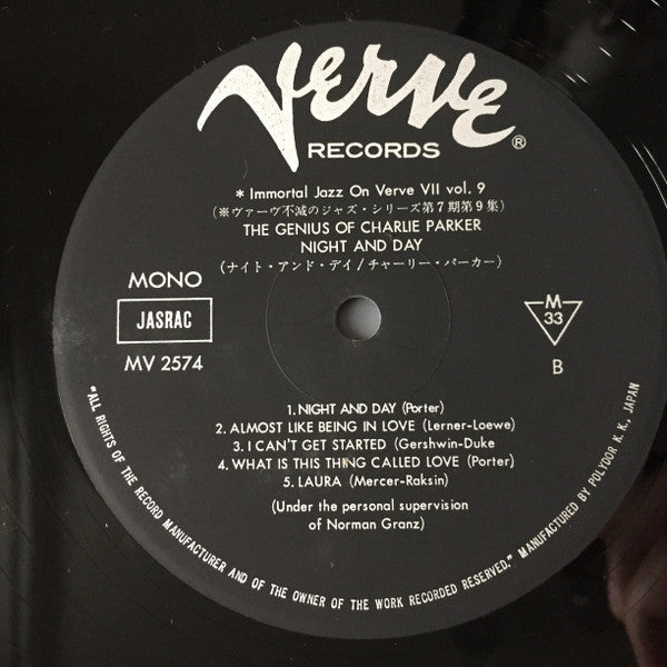 Charlie Parker And His Orchestra - Night And Day (Vinyl, LP, Compilation, Reissue, Mono) Very Good Plus (VG+) / Very Good Plus (VG+)