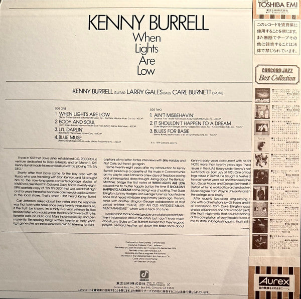 Kenny Burrell - When Lights Are Low (Vinyl, LP, Album) Very Good Plus (VG+) / Very Good (VG)