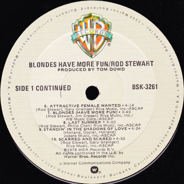 Rod Stewart - Blondes Have More Fun (Vinyl, LP, Album, Stereo) Very Good Plus (VG+) / Very Good (VG)