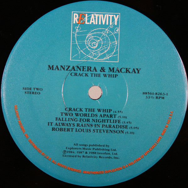 Manzanera & Mackay - Crack The Whip (Vinyl, LP, Album, Stereo) Very Good (VG) / Very Good Plus (VG+)