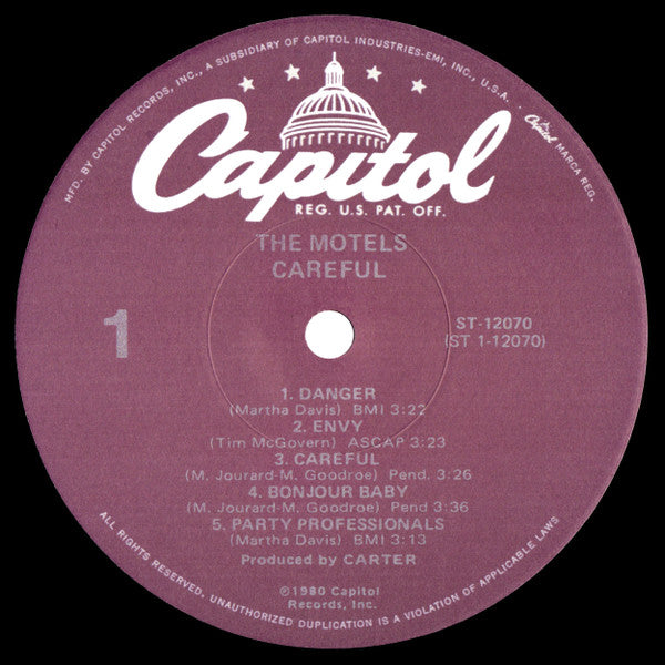 The Motels - Careful (Vinyl, LP, Album) Very Good (VG) / Very Good (VG)