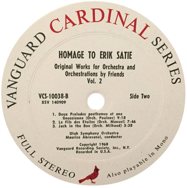 Erik Satie - Homage To Erik Satie (His Original Works For Orchestra As Well As Orchestrations By Friends) (2xVinyl, LP, Stereo) Very Good (VG) / Very Good Plus (VG+)