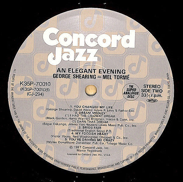 George Shearing - An Elegant Evening (Vinyl, LP, Album) Very Good Plus (VG+) / Very Good Plus (VG+)