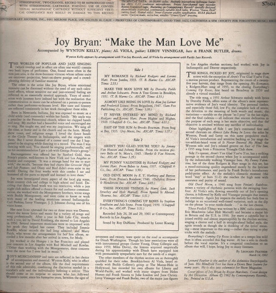 Joy Bryan - Make The Man Love Me (Vinyl, LP, Album, Stereo) Very Good (VG) / Good (G)