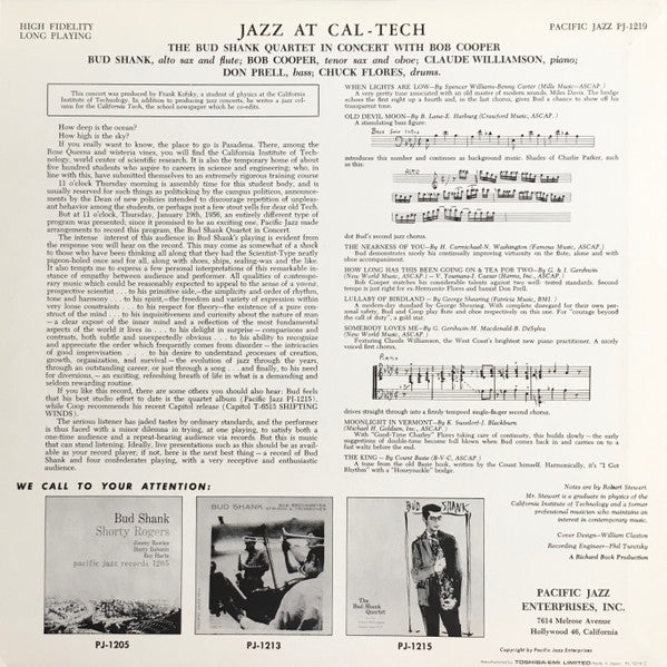Bud Shank Quartet - Jazz At Cal-Tech (Vinyl, LP, Album, Reissue, Mono) Very Good (VG) / Very Good Plus (VG+)