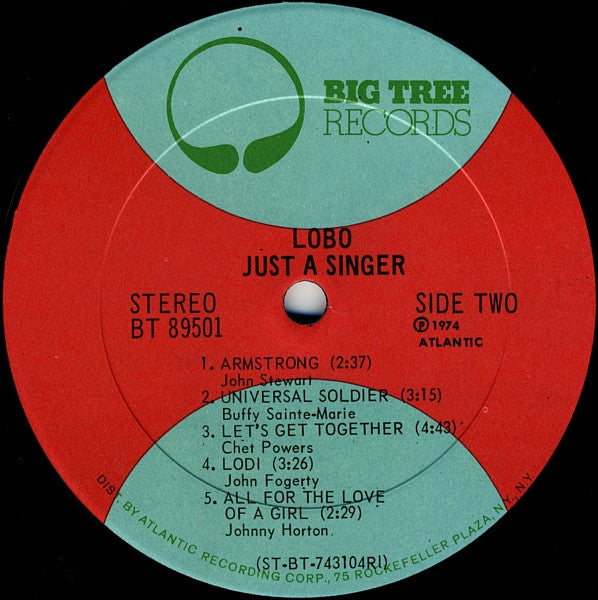 Lobo (3) - Just A Singer (Vinyl, LP, Album) Good Plus (G+) / Good (G)