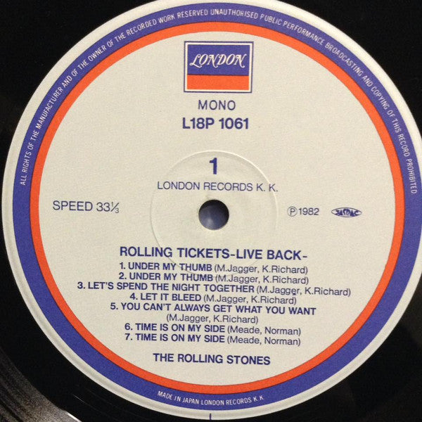 The Rolling Stones - Rolling Tickets - Live Back (Vinyl, LP, Mono, Compilation) Near Mint (NM or M-) / Very Good Plus (VG+)