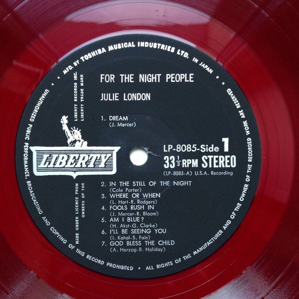 Julie London - For The Night People (Vinyl, LP, Album, Stereo)