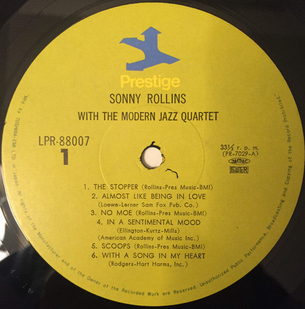 Sonny Rollins - Sonny Rollins With The Modern Jazz Quartet (Vinyl, LP, Album, Remastered, Mono) Very Good Plus (VG+) / Very Good Plus (VG+)