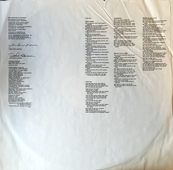 John Lennon - Mind Games (Vinyl, LP, Album) Very Good (VG) / Poor (P)