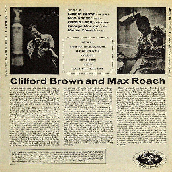 Clifford Brown And Max Roach - Clifford Brown & Max Roach (Vinyl, L...