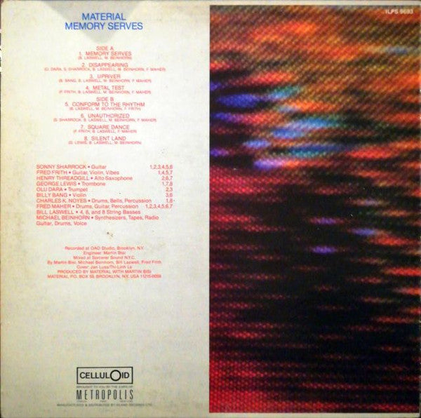 Material - Memory Serves (Vinyl, LP, Album) Very Good Plus (VG+) / Very Good Plus (VG+)