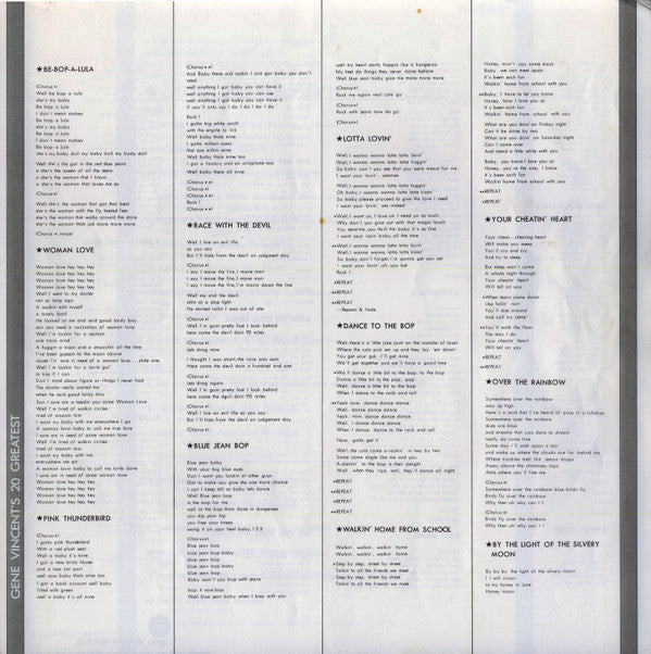 Gene Vincent - Gene Vincent's 20 Greatest (Vinyl, LP, Compilation) Near Mint (NM or M-) / Very Good (VG)